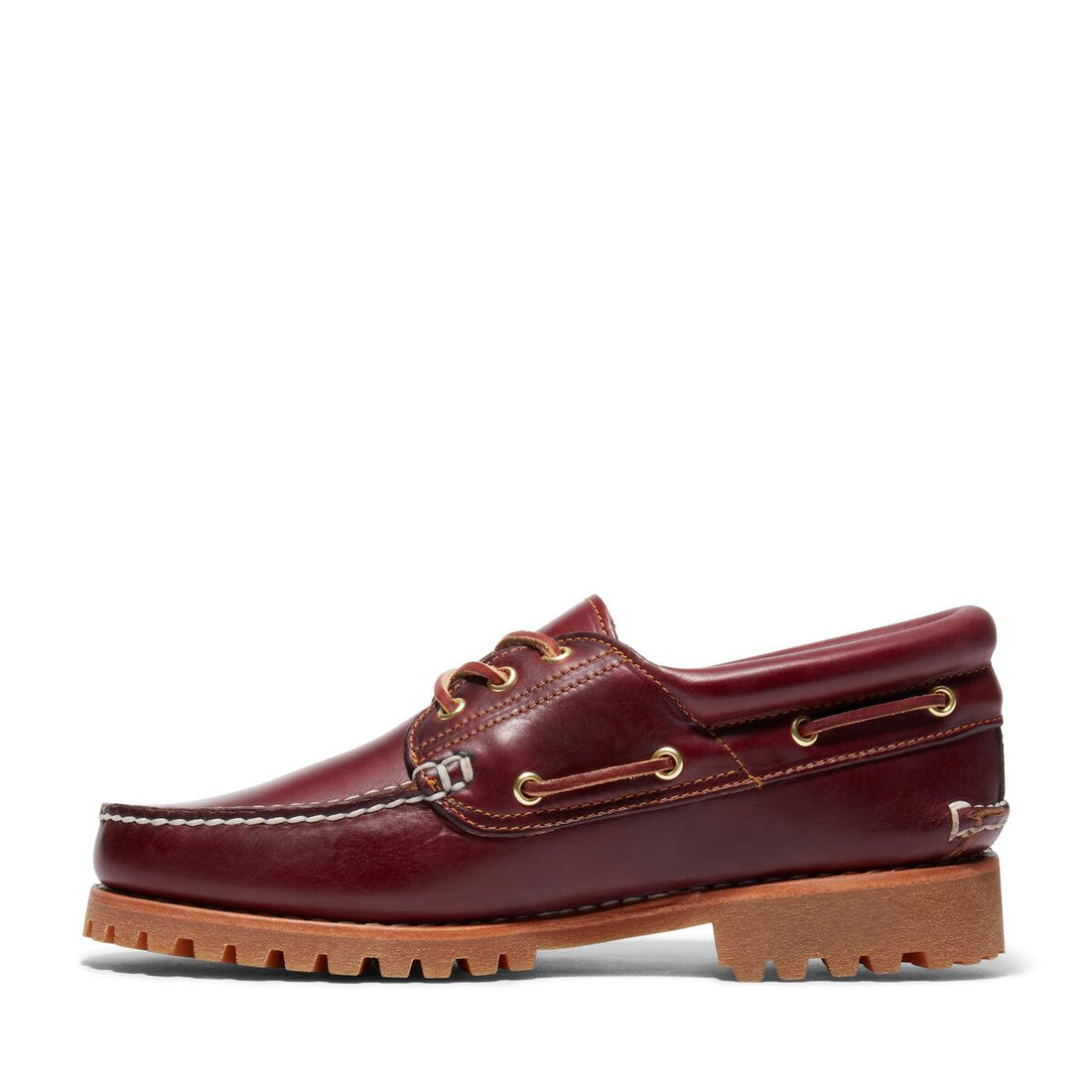 Handswen 3 Eye Boat Shoe Burgundy Leather