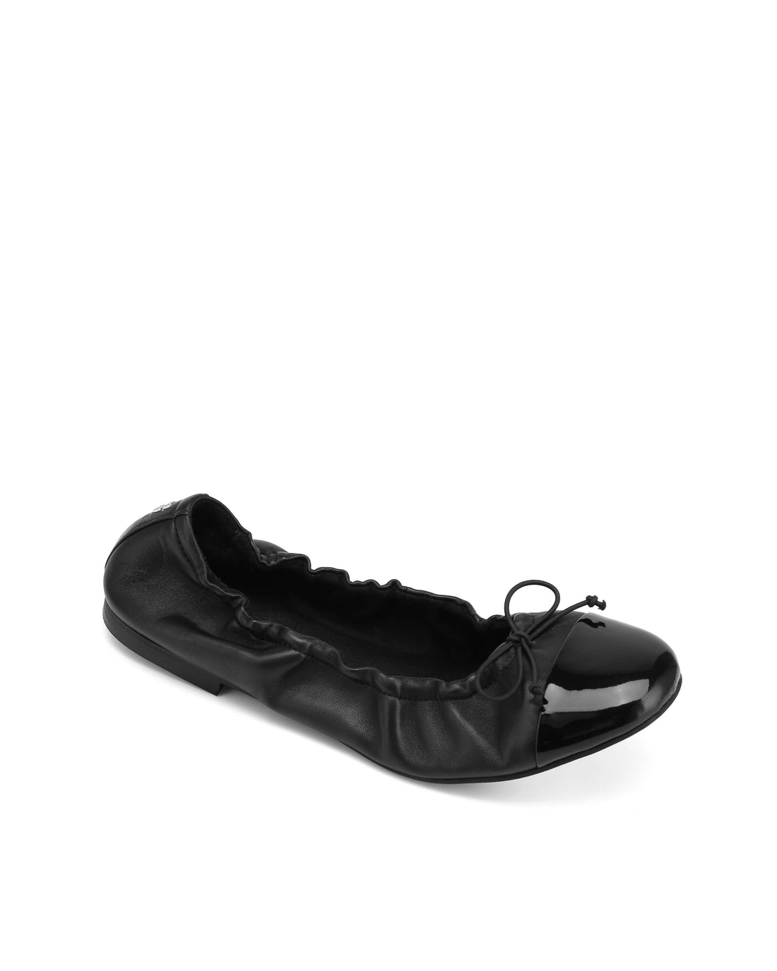 Cambria Black Leather/Black Patent Toe