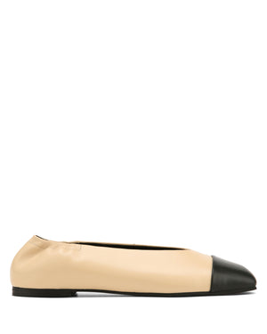 Clemmi Beige Leather/Black Toe