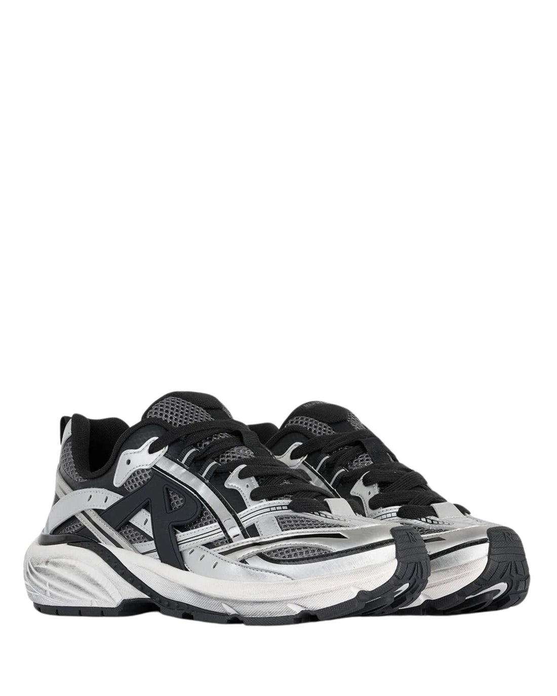 Fashion Runner Silver/Black Leather/Mesh