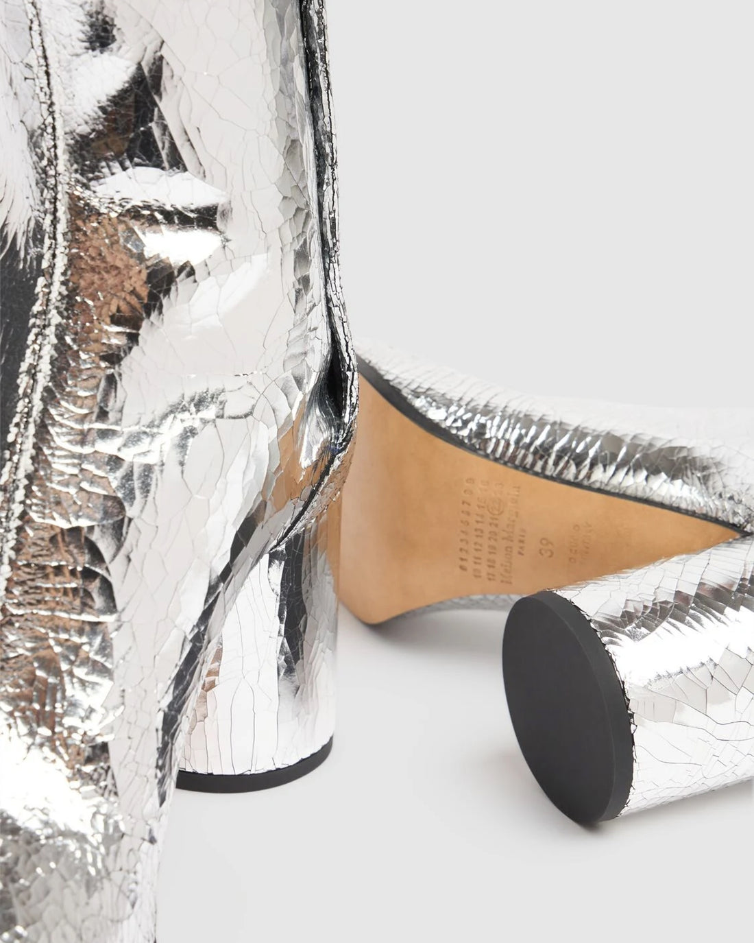 Tabi Ankle Boots H60 Silver Calf Leather