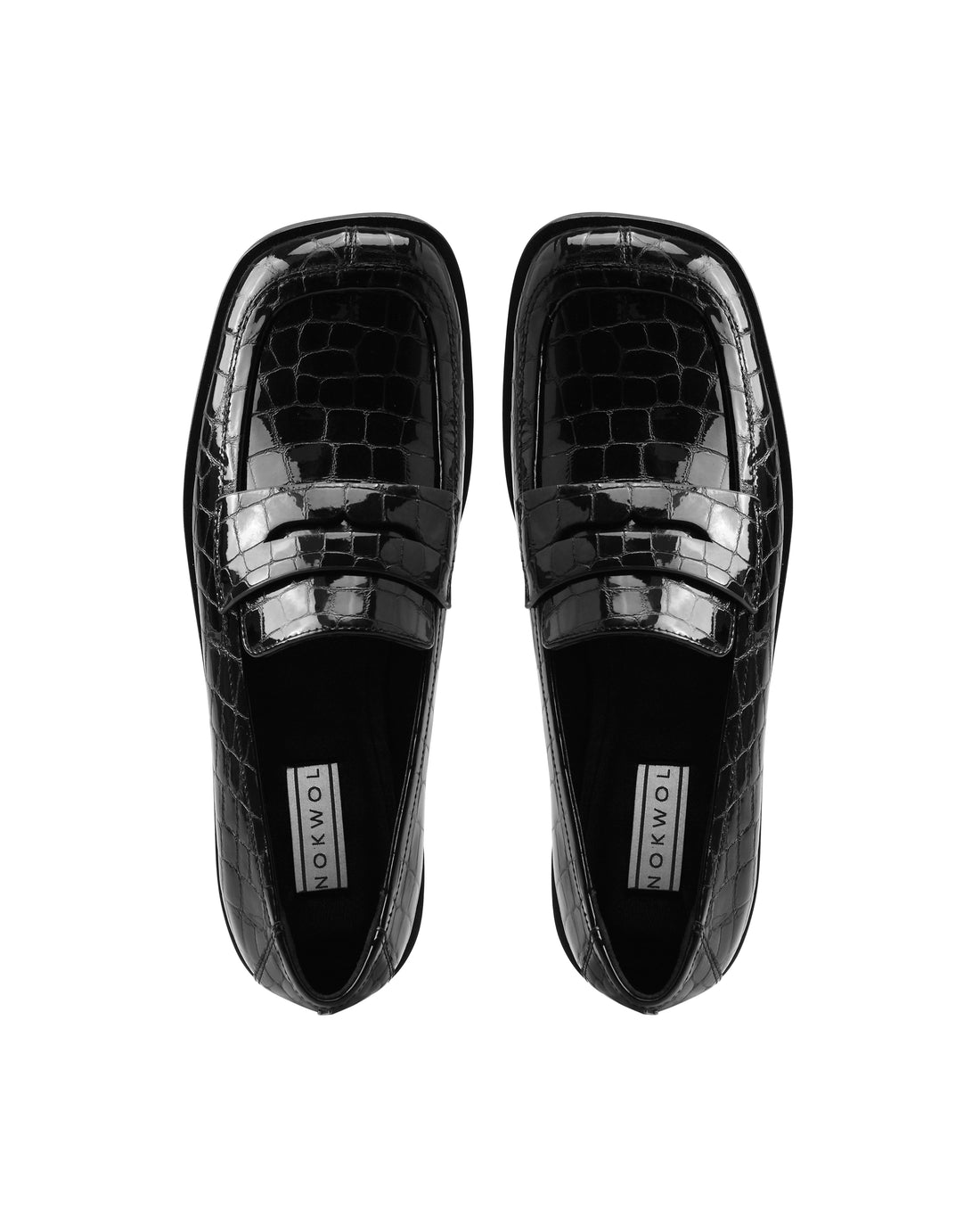 Woodcote Black Patent Croc Leather