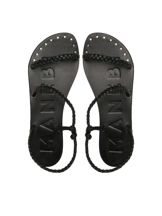 Braided Sandal Black Leather